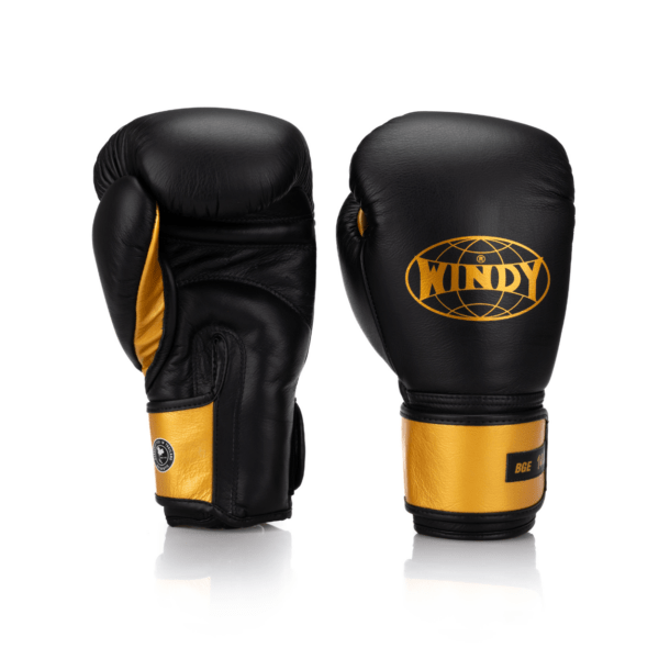 BGE Elite Series Velcro Boxing Glove - Black/Gold - Windy Fight Gear B.V.