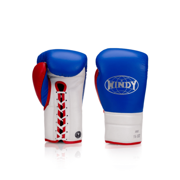 BGE Elite Series Lace-up Boxing Glove - Blue/Red/White - Windy Fight Gear B.V.