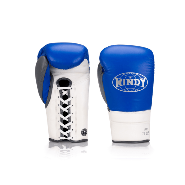 BGE Elite Series Lace-up Boxing Glove - Blue/Grey/White - Windy Fight Gear B.V.