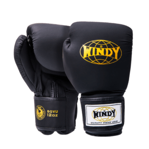 Classic Synthetic Leather Boxing glove - Black & Gold - Windy Fight Gear