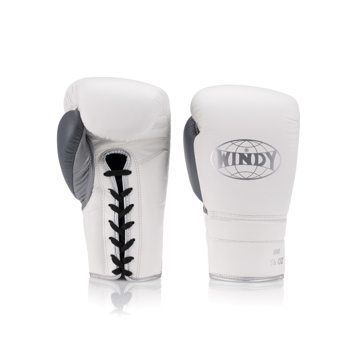 BGE Elite Series Lace-up Boxing Glove - White/Silver/Grey - Windy Fight Gear B.V.