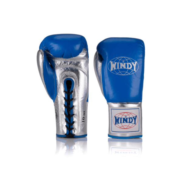 BGCGL Competition leather boxing glove - Blue/Silver - Windy Fight Gear B.V.