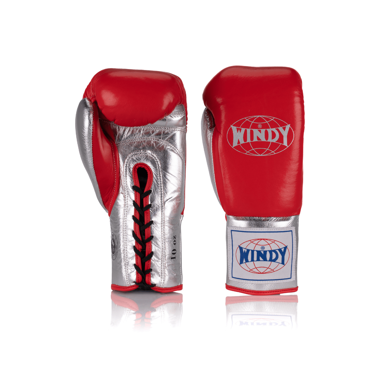 BGCGL Competition leather boxing glove - Red/Silver - Windy Fight Gear B.V.