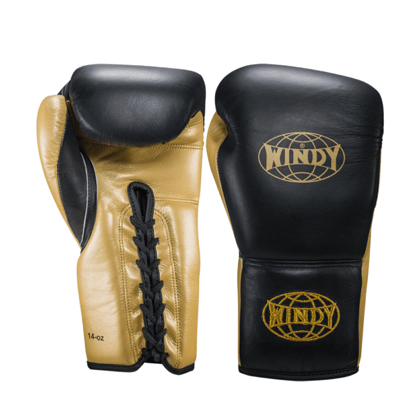 Black & Gold Lace-up - Pro Boxing Series - Windy Fight Gear