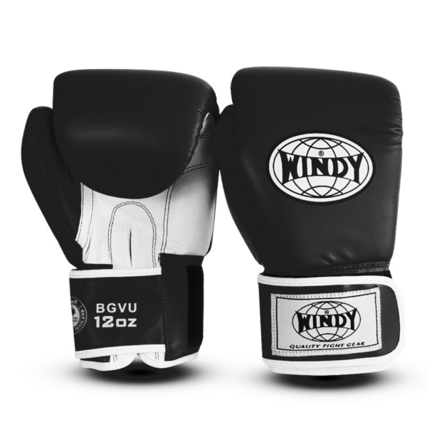 Classic Synthetic Leather Boxing Gloves - Black - Windy Fight Gear