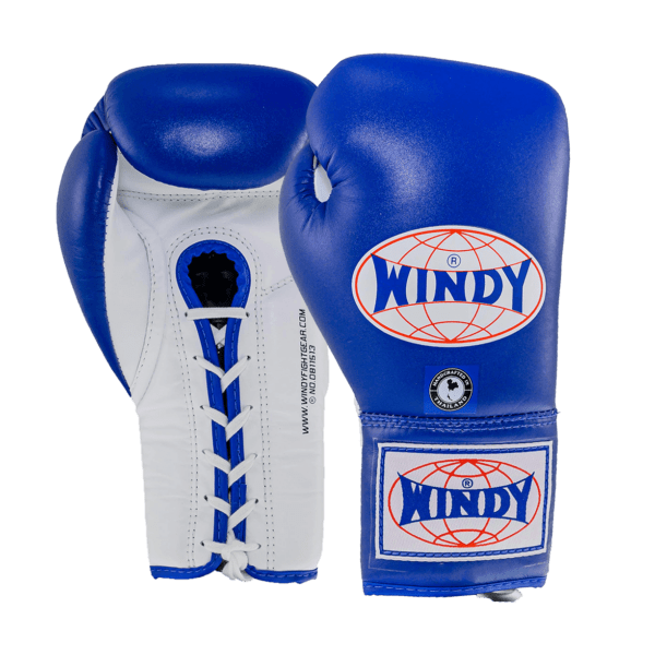 Lace-Up Boxing Gloves - Blue - Windy Fight Gear
