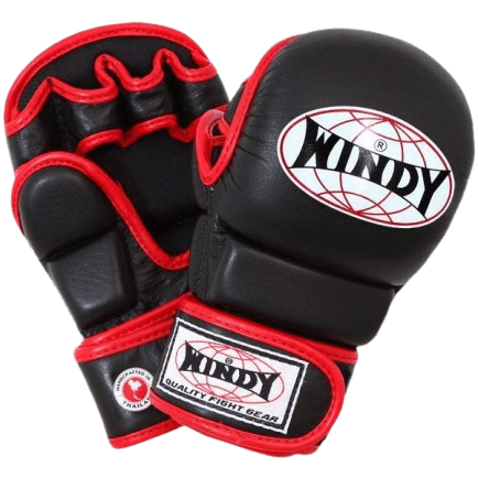 Windy MMA Hybrid Gloves - Red Black - Windy Fight Gear