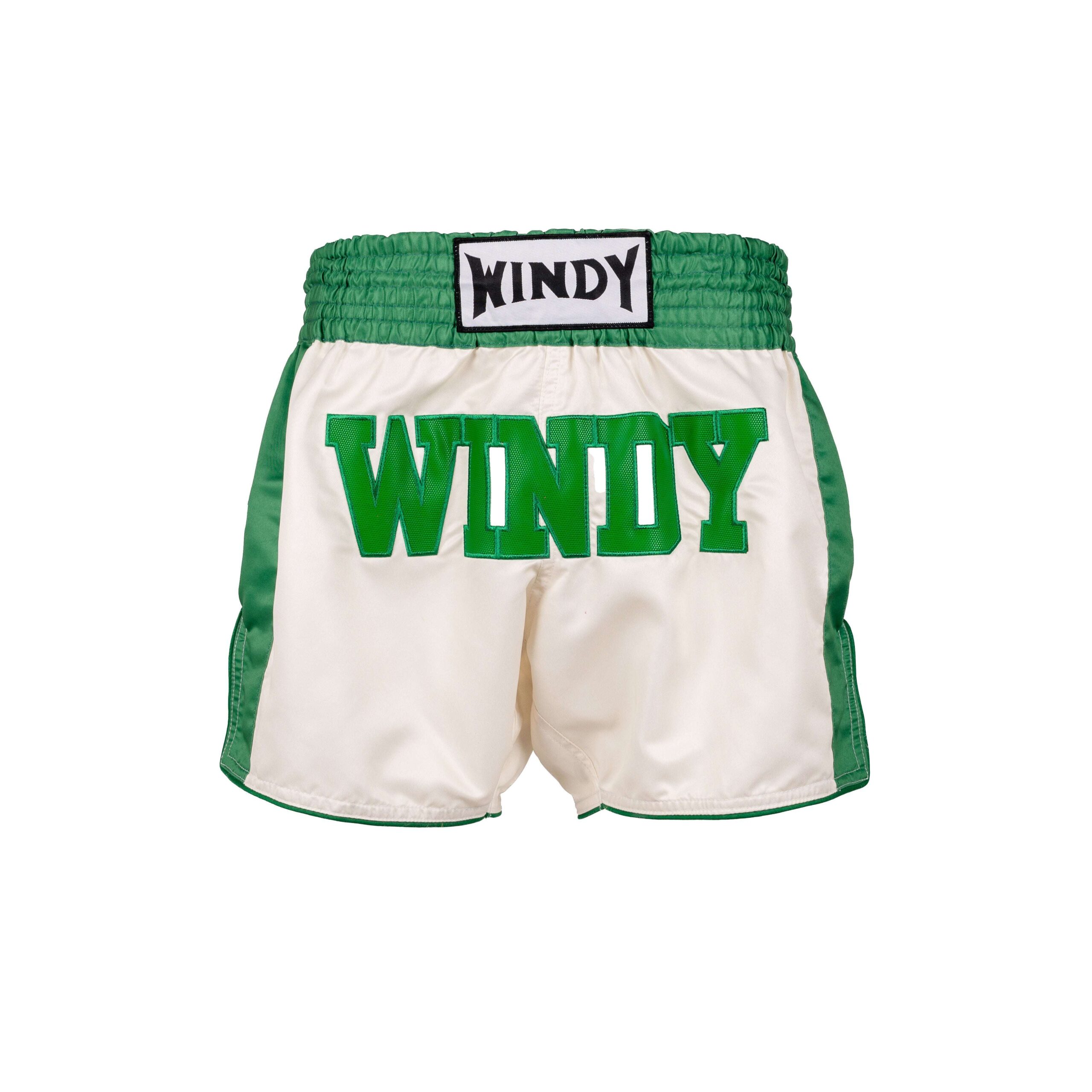 Muay Thai Shorts - Retro 2.0 - Ivory/ Green - Windy Fight Gear B.V.