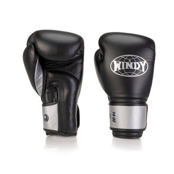 Elite Series Velcro Boxing Glove - Black/Silver - Windy Fight Gear B.V.