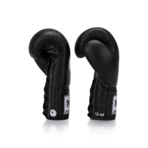 Classic Lace-Up Leather Boxing Glove - Black