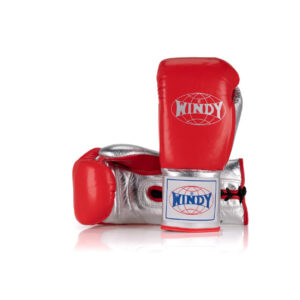 Competition Leather Boxing Glove - Red/Silver