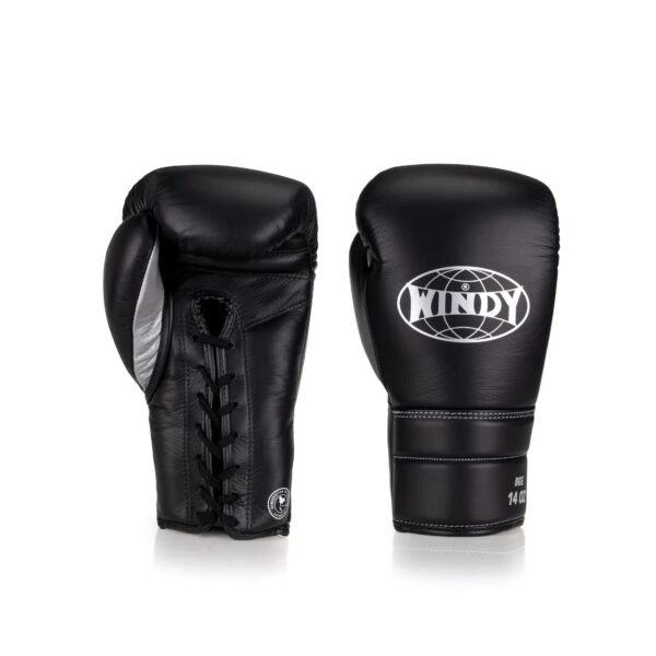 Elite Series Lace-up Boxing Glove - Black/Silver