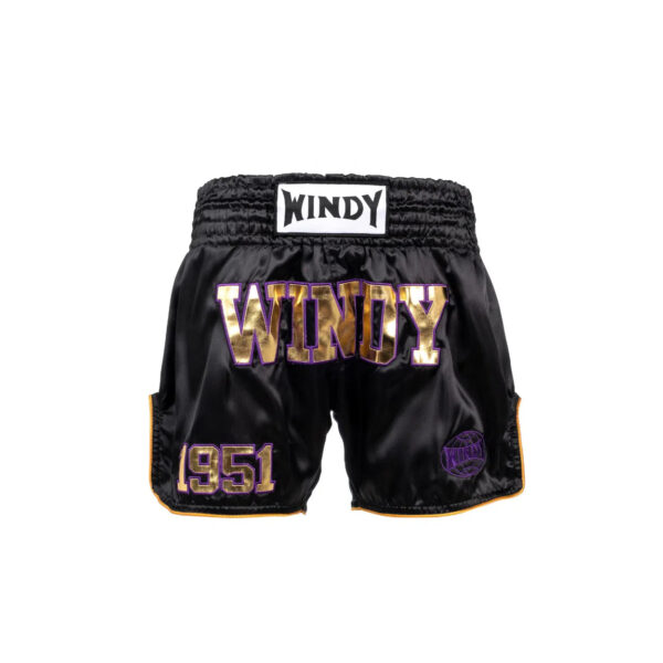 Muay Thai Shorts - Retro 1951 - Satin Black