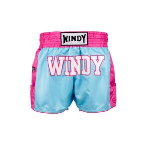 Muay Thai Shorts - Retro 2.0 - Baby Blue/ Hot Pink